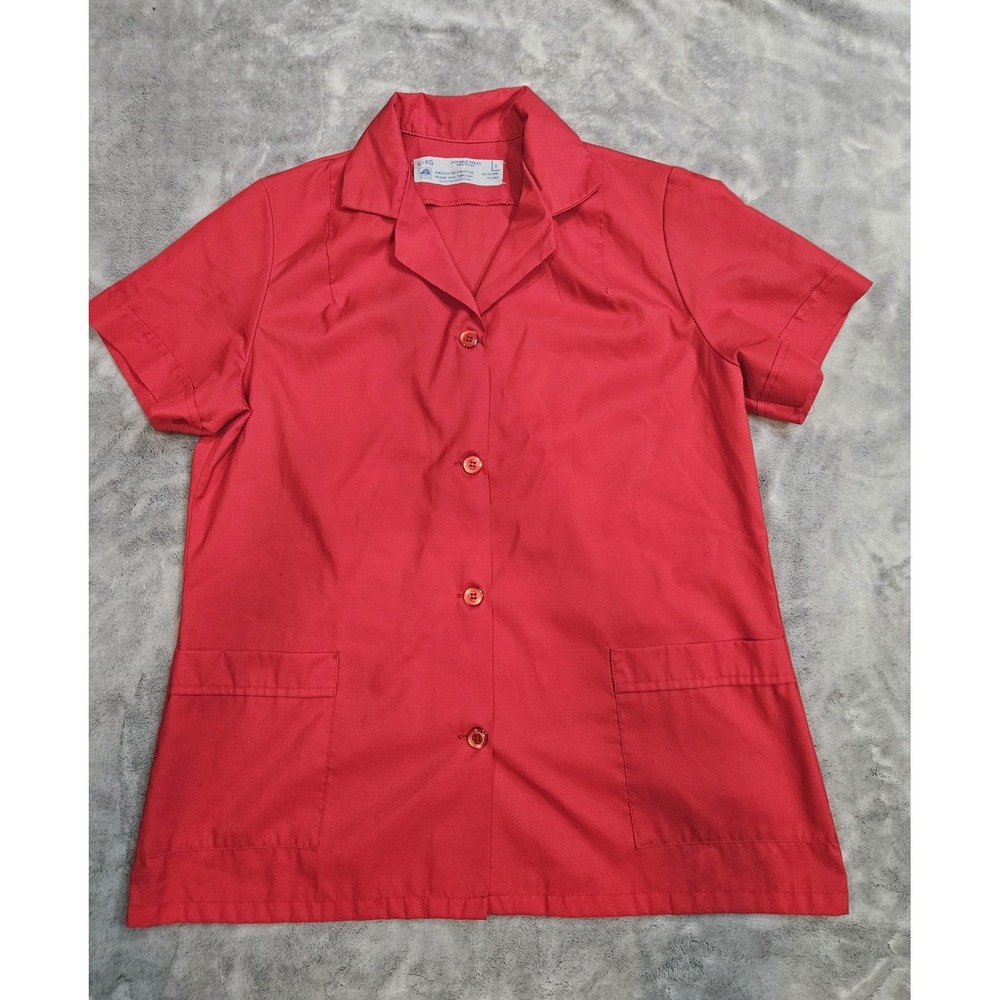 Vintage Durable Press Women's Waitress Shirt Size Large Red Made in USA